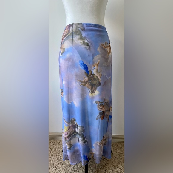 NWT Neon & Nylon Neopaint Cloud Dancer Calf Length Skirt - Picture 2 of 13